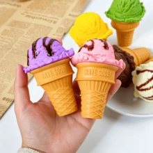 1pc Realistic Ice Cream Cone Model, PVC Material, 5.39 Inches, Fake Food Toy Photography Scene Prop, Store Window Display Prop, Cognitive Training Prop - Flat Ice Cream - View 7