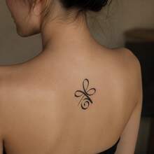 1pc Waterproof Anti-Rubbing PVC Realistic Tattoo Sticker, Love & Strength Pattern, Suitable For Daily Wear - Grey - View 2