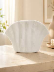 Kawaii Pink & White Shell-Shaped Resin Organizer With Vertical Texture, Multi-Use For Makeup Brushes & Pens, Vanity Bathroom Desk Decor & Birthday Gift For Girls - View 12