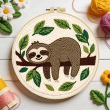 DIY Punch Needle Embroidery Kit, Includes Punch Needle, Yarn, Instructions, Embroidery Hoop And Pre-Printed Fabric, Sloth Pattern, Suitable For Home Wall Decor, Perfect Gift For Family And Friends, 20X20cm (7.87X7.87 Inches) - A - View 16