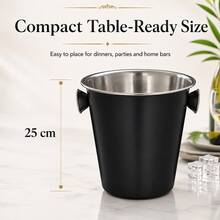 25cm Beverage Ice Bucket, Black Body With Stainless Steel Inner Liner, Desktop Ice Bucket With Side Handle - View 6