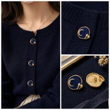 10pcs Moon Design Metal Shank Buttons, Blue Enamel Silver Tone Decorative Buttons, Suitable For Coats, Cardigans, Shirts, Dresses, DIY Sewing And Clothing Accessories - 10pcs - View 5