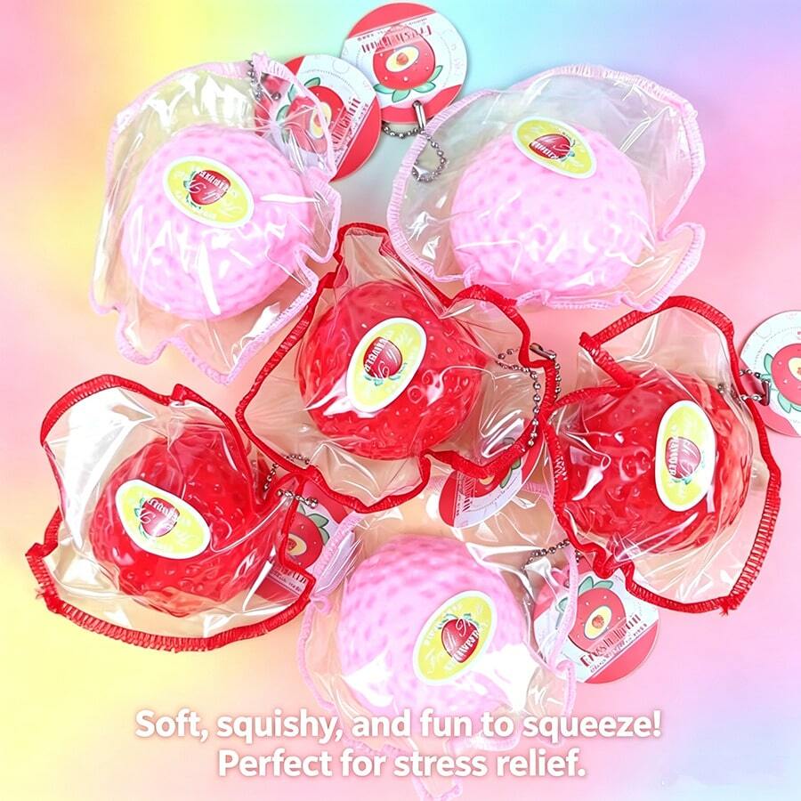 2026-SQUISHY-1件 縫製草莓捏捏樂玩具－慢回彈紓壓捏捏玩具－新款水果紓壓捏捏玩具－創意禮物，適合送給朋友、生日禮物、節日禮物、聖誕禮物、禮品、贈品，高品質捏捏樂玩具
