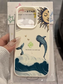 1 buah Casing Ponsel TPU Minimalis Motif Matahari, Rumput, Paus, Gelombang, Warna Putih, Tahan Guncangan, Perlindungan Penuh, Kompatibel dengan Apple 17 16 15 14 13 12 11 Pro Max Air dan Seri Lainnya - MultiWarna - View 3