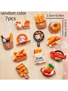 2/5/7/10pcs Creative Food Shaped Refrigerator Magnets - Realistic 3D Resin Kitchen Decor, Assorted Designs: Pizza, Donuts - Oval ABS Resin Magnets Suitable For Refrigerator, Food Themed Decorative Design, Textured Surface & Fine Craftsmanship - Multicolor - View 12