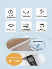 1pc New Ice Silk Cool UV Protection Face Mask, Breathable Half-Face Eye Corner Sun Protection Mask, Lightweight Sun Protection Headgear, Suitable For Daily, Cycling, Driving And All Summer Outdoor Scenarios - Multiple Colors and Styles - View 9