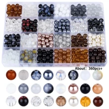 360 Peças Contas de Vidro Cristal Sonhador de 8mm 144 Cores para Pulseira, Colar, Brinco, Chaveiro, Artesanato de Joias DIY - contas de vidro - Visão 11