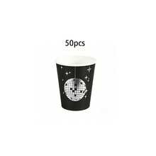 10pcs/20pcs Black & Silver Disco Party Paper Cups, Disco Ball Beverage Cups, Bachelorette Party Cups, Suitable For Disco, Wedding Party, Picnic, Travel, Bridal Shower, 70s, 80s, 90s Party Supplies - Black - View 10