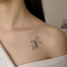 1pc Waterproof Anti-Rubbing PVC Realistic Tattoo Sticker, Love & Strength Pattern, Suitable For Daily Wear - Grey - View 3