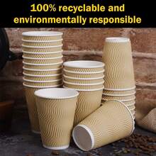 10pcs Paper Coffee Cups With Lids, Ripple Wall Insulated Takeout Cups For Hot And Cold Drinks, Suitable For Home, Office, Cafe, Party, Takeout - Multicolor - View 2