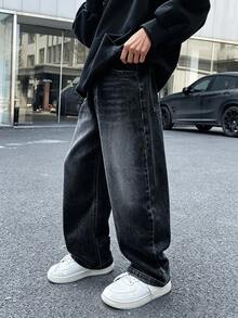 Tween Boys' 2026 New Straight Leg Denim Jeans, Autumn Long Pants - Black - View 6