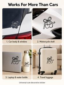 蝴蝶結愛心櫻桃汽車乙烯基貼紙，可愛甜美鏤空貼花，防水自黏PVC車身窗戶後車廂裝飾，少女風汽車配件禮物 - A - 查看 6