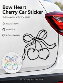 蝴蝶結愛心櫻桃汽車乙烯基貼紙，可愛甜美鏤空貼花，防水自黏PVC車身窗戶後車廂裝飾，少女風汽車配件禮物 - A - 查看 10