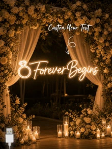 Custom Forever Begins Neon Sign With Diamond Ring, Wedding & Engagement Decor - Multicolor - View 1