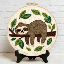 DIY Punch Needle Embroidery Kit, Includes Punch Needle, Yarn, Instructions, Embroidery Hoop And Pre-Printed Fabric, Sloth Pattern, Suitable For Home Wall Decor, Perfect Gift For Family And Friends, 20X20cm (7.87X7.87 Inches) - A - View 8
