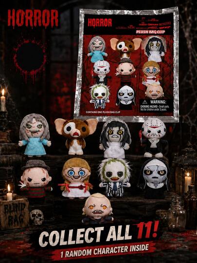 Monogram 1pc Officially Licensed Horror Movie Series Mini Plush Bag Clip Goth Backpack Charm