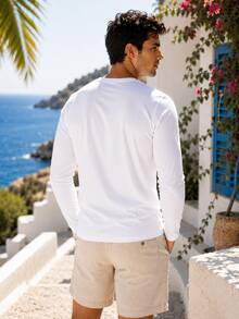 T8587 DEWBERRY Men V NECK LONG SLEEVE T-SHIRT - White - View 3