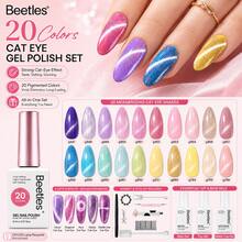Beetles 8ML 20 Colors Gel Nail Polish Set, Nude Pink Green Blue Red Cat Eye UV Gel Polish With Base & Top Coat, All Season Manicure Kit For Beginners DIY Nail Art Home Gifts For Women - 20 Colors 8ml Honeyed Light - 查看 1