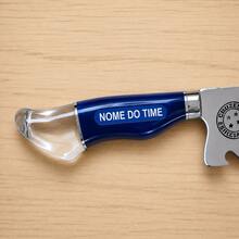 Kit para Churrasco Artesanal Personalizado do Seu Time | Aço Inox 420C com Cabo em Madeira e Resina + Bainha de Couro - Azul e Preto - Visão 2