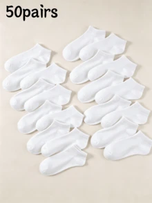 50 Pairs White Flat Japanese Simple Everyday Versatile Low Vamp Non - White - View 5