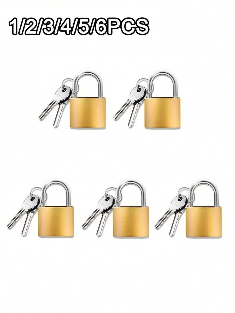 1/2/3/4/5/6pcs Key-Operated Luggage Locks, Small Hasp Lock For Home Use, Small Padlocks For Gym Lockers, Key Metal Padlocks For Travel Bags And Suitcases, Locker Locks, Compact Design, Metal, Gym Lockers