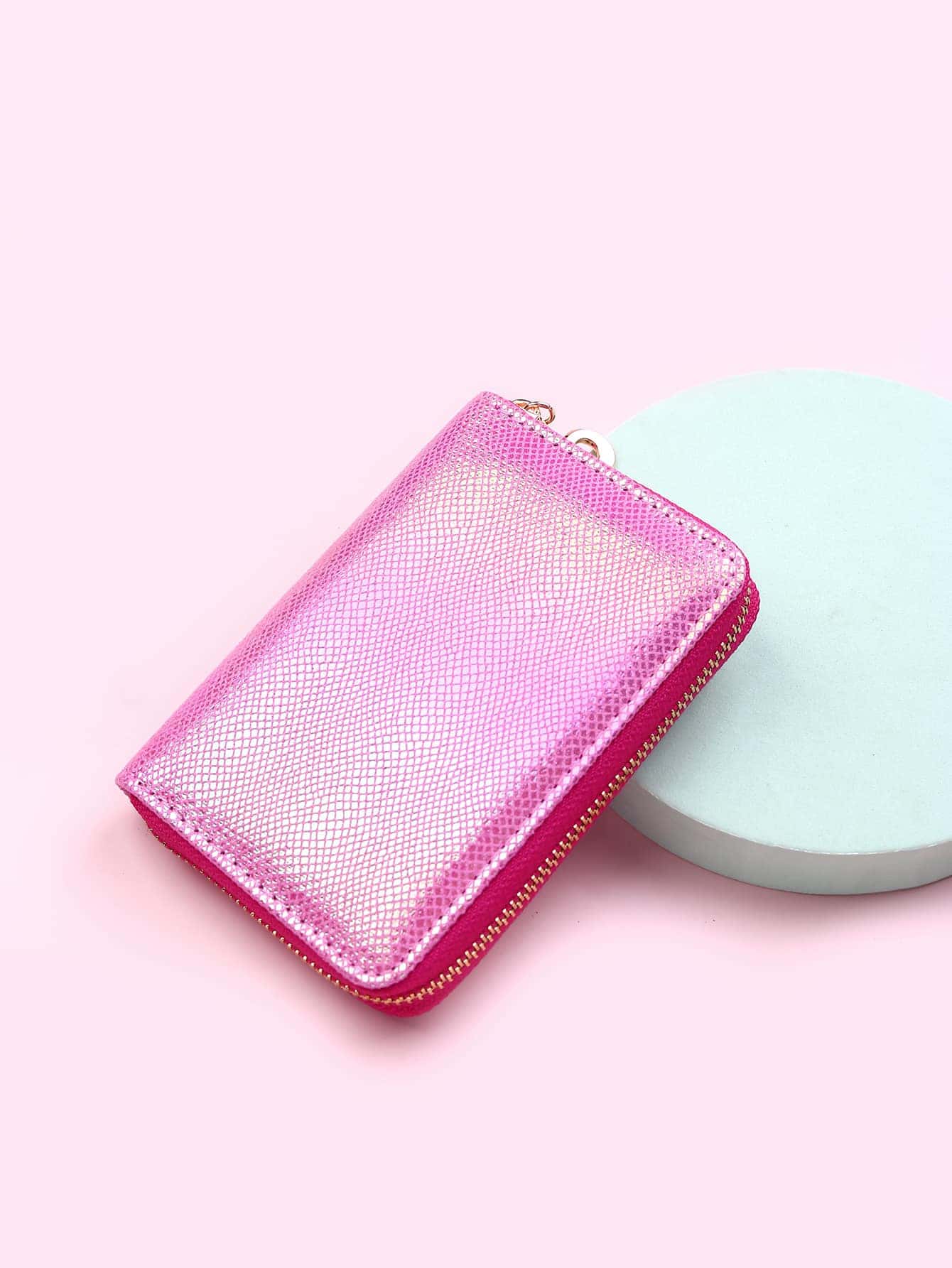 Glossy Girls Small Wallet Coin Purse Clutch - Hot Pink - View 1