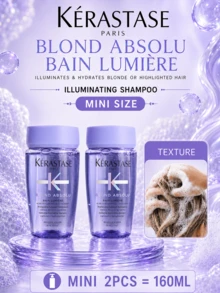 Kérastase 光澤滋潤洗髮精 80ml，2件/160ml，增強頭髮光澤，深層保濕，使頭髮柔軟輕盈，特別適合漂染或挑染頭髮 - Hydrating illminating - 查看 12