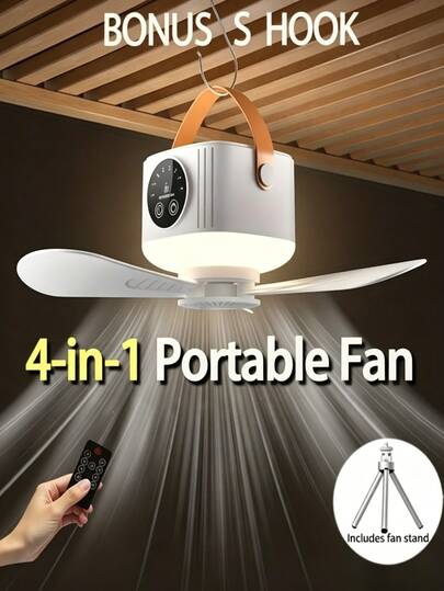 USB Rechargeable Portable Ceiling Fan For Tent, Camping Fan With Timer & Digital Display, Adjustable Speed, Large Battery, For Outdoor Fishing Camping (Without Bracket)