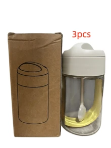 Lead-Free Glass Spice Jar With Built-In Spoon And Lid, Airtight Moisture-Proof Seasoning Container, Suitable For Home Kitchen (Random Color) - Multicolor - View 12