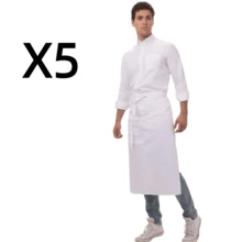 White Full-Length Waist Tie Apron With Front Pocket, Adjustable Professional Chef Apron For Kitchen, Restaurant & Bakery Staff - Multicolor - View 8