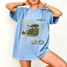 The Shire Shirt, Fantasy Book Lover Shirt The Rings Second Breakfast Rivendell Shirt Lord Of Shirt Gift For Book Lover100% Cottonsummer Outfits For Wo - 淺藍色 - 查看 10