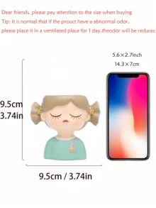 1pc Kawaii Resin Girl Head Makeup Organizer, Decorative Brush Storage Cup, Aesthetic Vanity Desk Accessory, Multi-Functional Holder For Pens & Lipsticks, Nordic Style Room Decor, Cute Gift For Girls,Makeup Organizer,Room Decor - Multicolor - View 12