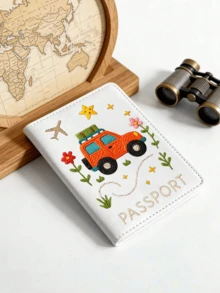 Multi-Color Car Travel Pattern Travel Passport Holder, Foldable Portable Multifunctional Storage Design, Waterproof And Dustproof, Ideal Customized Gift For Air Travel, Commuting, Group Tours, Family Outings, Friends Gatherings And More - Multicolor - View 3