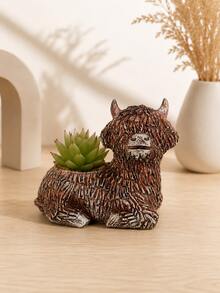 Highland Cow Succulent Planter Cute Resin Yak Animal Flower Pot Indoor Desk Garden Decor Gift - Highland Cow Planter - View 5