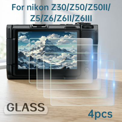 4 miếng kính cường lực bảo vệ màn hình camera, tương thích với Z30/Z50/Z50II/Z5/Z6/Z6II/Z6III | Độ cứng 9H, độ phân giải cao, trong suốt, chống trầy xước, chống vân tay, không bong bóng