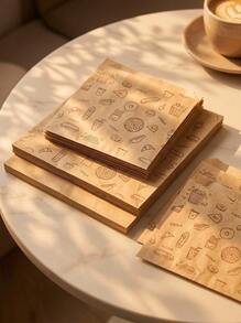 Cirelle 100个棕色食品密封袋，防油自粘储物袋，包装袋，适用于三明治，面包，汉堡包，炸薯条包装袋，野餐派对食品自粘包装储物袋，三明治包装袋，炸鸡包装袋，烤鸡包装袋，食品防油纸，煎饼袋 - 彩色 - 查看 3