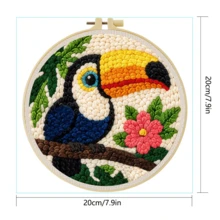 DIY Punch Needle Embroidery Kit, Includes Punch Needle, Yarn, Instructions, Embroidery Hoop And Pre-Printed Pattern Fabric, Animal Pattern, Suitable For Home Wall Decor, Perfect Gift For Family And Friends, 20X20cm (7.87X7.87 Inches) - A - View 7