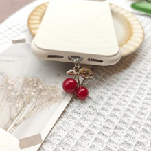 Vintage Cherry Metal Dust Plug Charging Port Dust Plug Pendant Charm Waterproof Universal For Apple And Android Phones - Multicolor - View 4