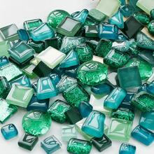 120g Piezas de mosaico de vidrio de formas mixtas multicolor, azulejos de vidrio teñido surtidos cuadrados redondos y triangulares con efecto de brillo para manualidades de arte de mosaico DIY, decoración del hogar y proyectos hechos a mano - A - Ver 13
