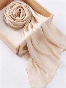 1pc Women's Solid Color Scarf Fashion Elegant Headscarf For Daily Wear - Champagne - View 1
