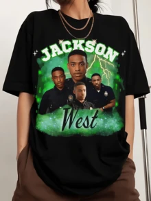 The Rookie Jackson West 90s Bootleg Style T-Shirt With Crew Neck, Printed Men's Fashion Short Sleeve Sports T-Shirt. - 黑色 - 查看 1