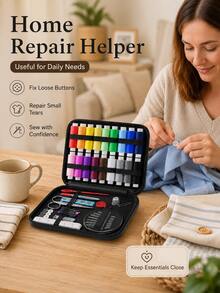 Portable Adult Sewing Kit (1 Set) - Includes Thread, Needles, Scissors, A Tape Measure, Buttons, A Thimble, And More. Suitable For Emergency Repairs While Traveling And For DIY Crafting Projects. An Ideal Gift For Friends, Family, Students, And Those - A - View 3