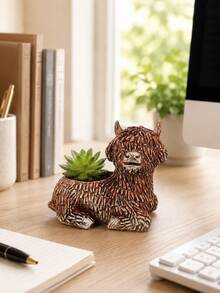 Highland Cow Succulent Planter Cute Resin Yak Animal Flower Pot Indoor Desk Garden Decor Gift - Highland Cow Planter - View 9
