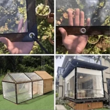 1件多尺寸透明防水帆布，透明塑料帆布，防塵、防雨、抗紫外線，適用於花園、陽台、走廊、花架、狗屋、露營溫室和其他地方。 - A - 查看 2