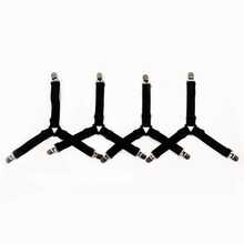 4 piezas Sujetadores de sábana triangulares antideslizantes - Clips de metal ajustables con correas elásticas, adecuados para cojines de sofá y ropa de cama - Correas invisibles prácticas - Negro - Ver 12