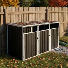 Shelter For 3 Bins, Compatible With Bins Of 240 L And Less, Protective Metal Roof For Outdoor Use. - 灰色 - 查看 8