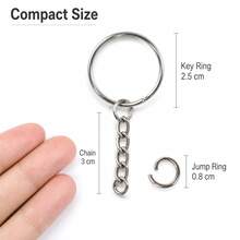 Metall Schlüsselring Set Mit Ketten Und Offenen Binderingen, Mehrfachpack In Schwarz Oder Weiß Für DIY Schlüsselanhänger, Taschenanhänger, Handy Anhänger Und Schmuck Bastelprojekte Mit Klarer Geschenk - 30 Weiß - Übersicht 3