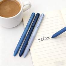 14-Piece Neutral Pen Set, Includes 4 Gradient Blue Pen Barrels + 10 0.5mm Black Quick-Dry Refills. Bullet-Tip Pen Nib With Smooth Ink Flow, Quick-Dry Without Smudging, No Bleeding Through Paper; Ergonomic Grip Comfortable And Fatigue-Free. Suitable For Classroom Notes, Learning Markings, Daily Records, Office Writing And Other Scenarios, Practical And Stylish, An Excellent Stationery Choice For Students And Office Workers. - 4 Pens + 10 0.5mm Black Pen Refills - View 7