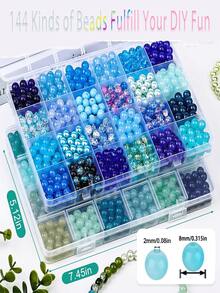 360 Peças Contas de Vidro Cristal Sonhador de 8mm 144 Cores para Pulseira, Colar, Brinco, Chaveiro, Artesanato de Joias DIY - contas de vidro - Visão 2
