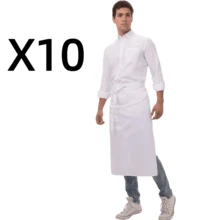 White Full-Length Waist Tie Apron With Front Pocket, Adjustable Professional Chef Apron For Kitchen, Restaurant & Bakery Staff - Multicolor - View 7